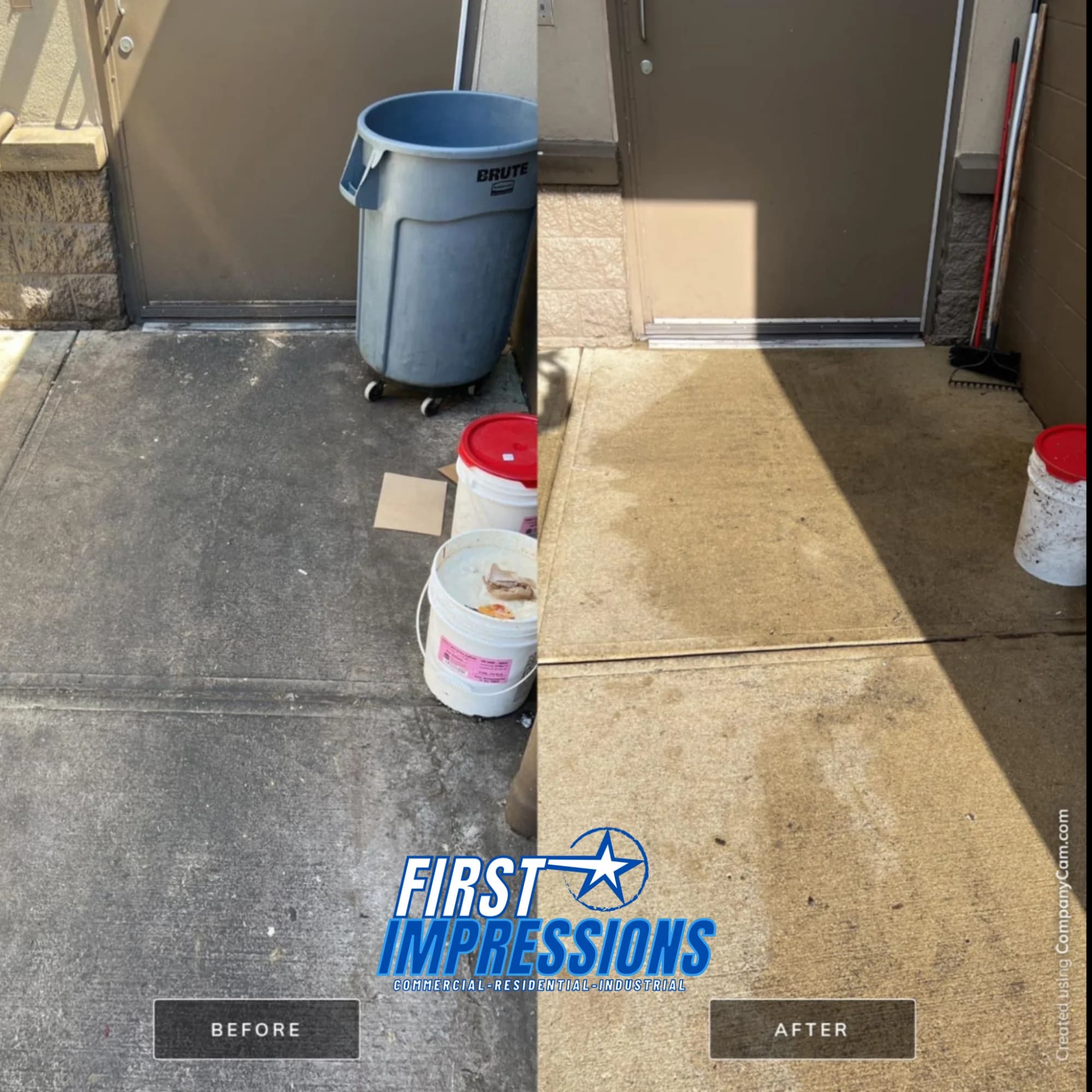 Dumpster pad grease removal before and after