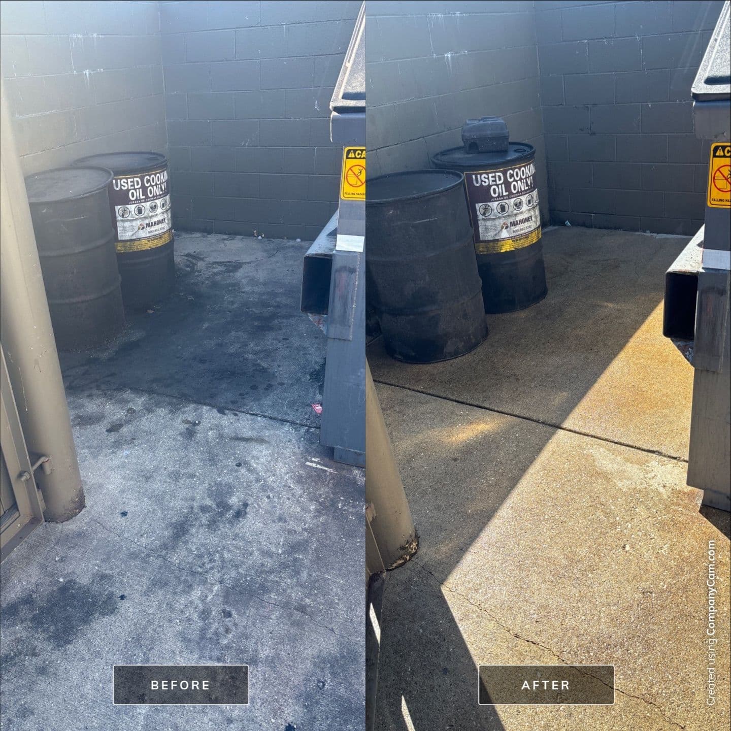 Restaurant cooking oil cleanup before and after