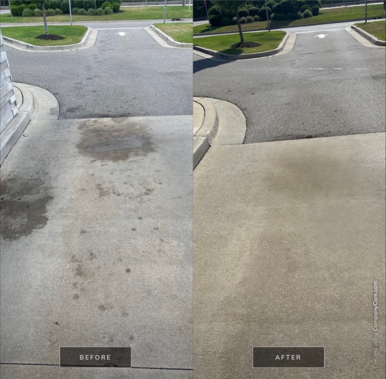 Parking lot oil stain removal before and after